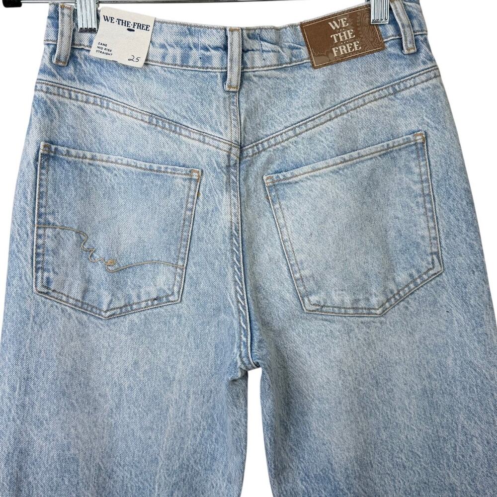 NEW Free People We The Free Zane Mid Rise Relaxed Slim Straight Leg Jeans 25 - Picture 6 of 9